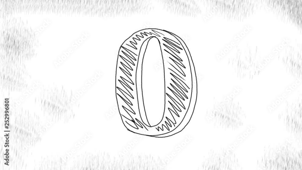 Poster 2d animation motion graphics showing a drawing of a count down or countdown of numbers from 10 to 0 