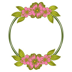 Vector illustration decor drawing pink flower frame hand drawn