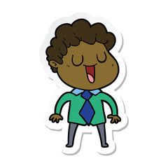 sticker of a laughing cartoon man