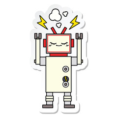 sticker of a cute cartoon dancing robot