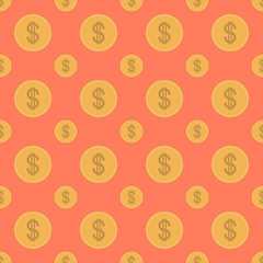 Gold coin seamless pattern. Vector illustration.