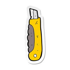 sticker of a cartoon construction knife