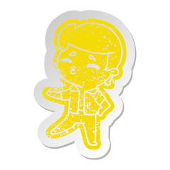 distressed old sticker kawaii 1950 cute boy