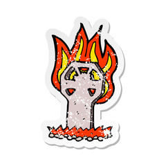 retro distressed sticker of a cartoon spooky grave