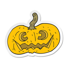 sticker of a cartoon halloween pumpkin