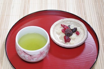 日本茶とドライフルーツ