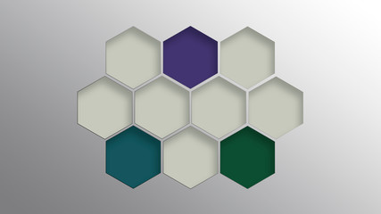 3d hexagons background. Colorful shapes texture. Abstract geometric technology structure