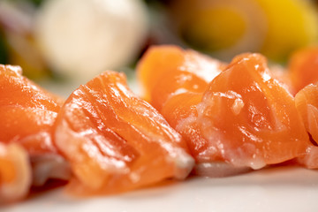 Closeup salmon slices