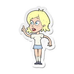 sticker of a cartoon woman asking question