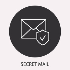 Data security line vector icon. Round button.