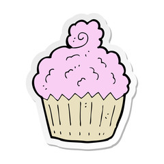 sticker of a cartoon cupcake