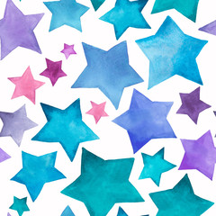 Beautiful lovely cute wonderful graphic bright artistic blue purple stars pattern watercolor hand sketch. Perfect for textile, wallpapers, invitation, wrapping paper
