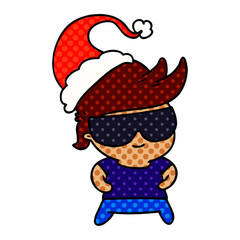 christmas cartoon of kawaii boy