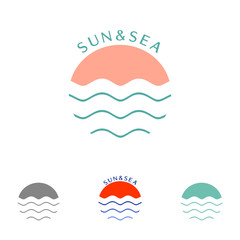 sun and sea, color logo (emblem) in a minimalist style, vector illustration eps 10