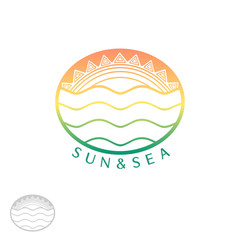 sun and sea, color logo (emblem) in the ethnic decorative style and gradient colors, vector epsl 10 illustration