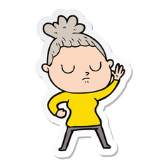 sticker of a cartoon calm woman