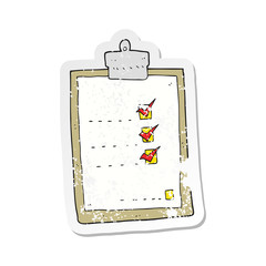retro distressed sticker of a cartoon check list