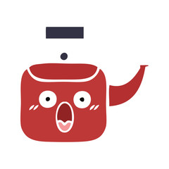 flat color retro cartoon kettle