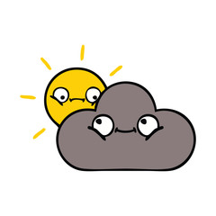 cute cartoon storm cloud and sun