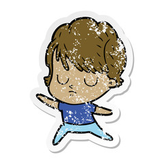 distressed sticker of a cartoon woman