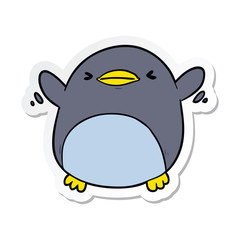 sticker of a cute cartoon flapping penguin