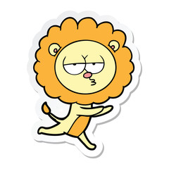 sticker of a cartoon running lion