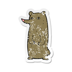 retro distressed sticker of a funny cartoon bear