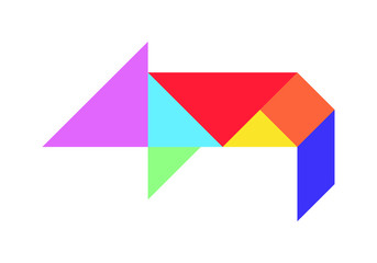 Color tangram puzzle in pig shape on white background (vector)