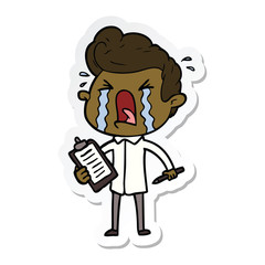 sticker of a cartoon crying man