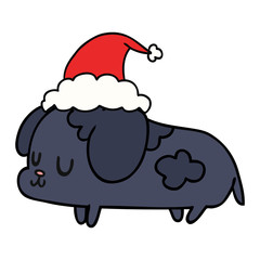 christmas cartoon of kawaii dog