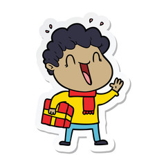 sticker of a cartoon happy man