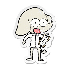 distressed sticker of a cute cartoon elephant