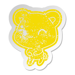 distressed old sticker kawaii cute teddy bear
