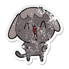 distressed sticker of a cute cartoon dog