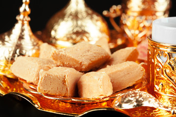 Traditional Turkish coffee and Turkish delight