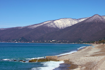 Sea and mountains in winter, Abkhazia