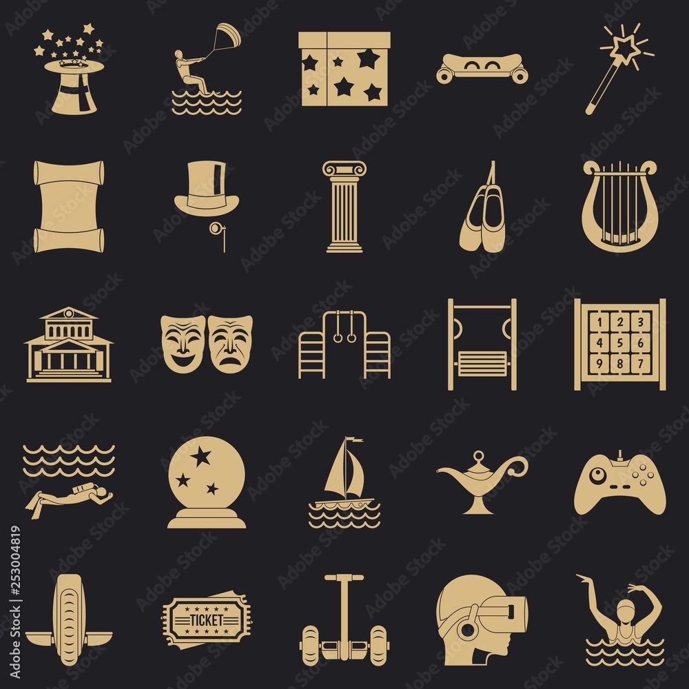 Poster magic icons set. simple set of 25 magic icons for web for any design