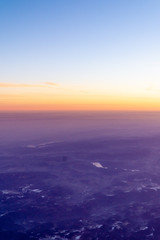 Fototapeta na wymiar Sunrise from air