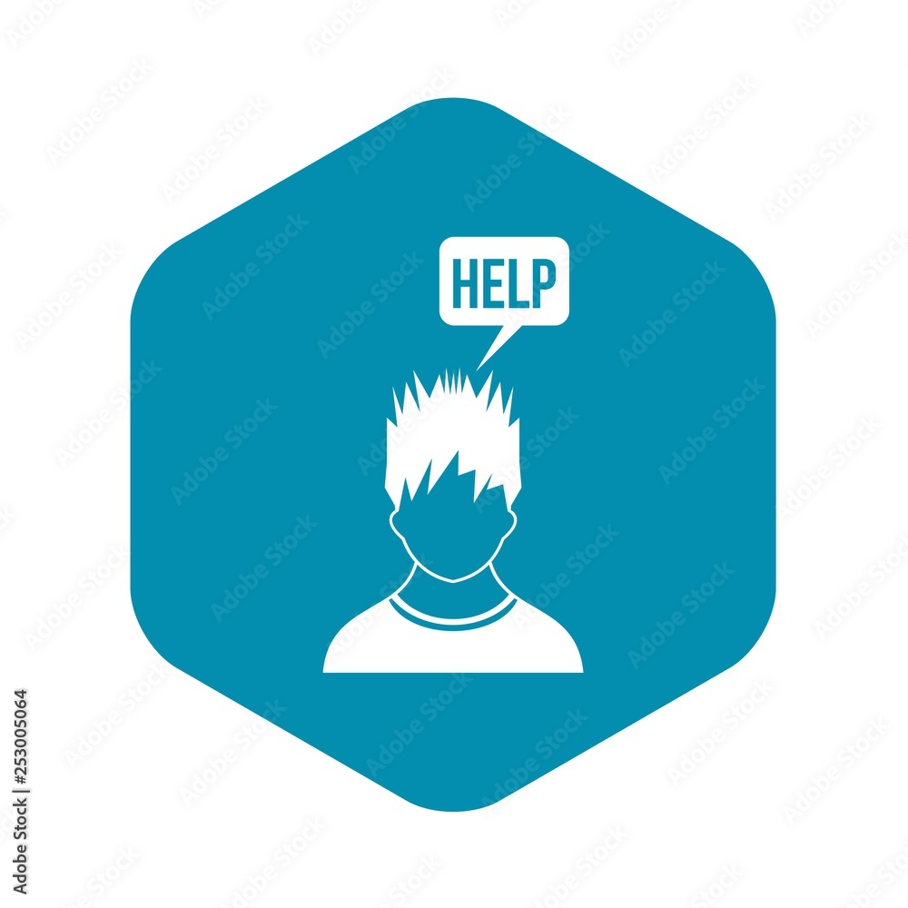 Poster man needs help icon in simple style isolated on white background