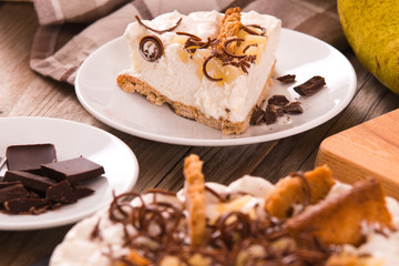 Ricotta and pear cheesecake.