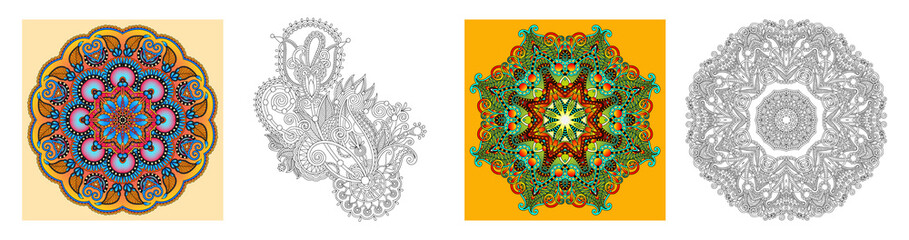 Circle lace ornament, round ornamental geometric