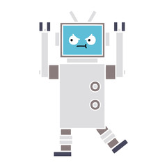 flat color retro cartoon robot