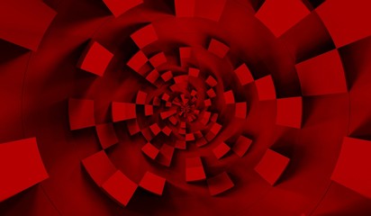 Red cubes abstract background pattern. 3d illustration.