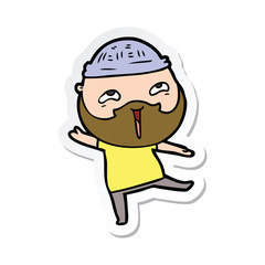 Obraz premium sticker of a cartoon happy bearded man