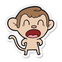 sticker of a shouting cartoon monkey