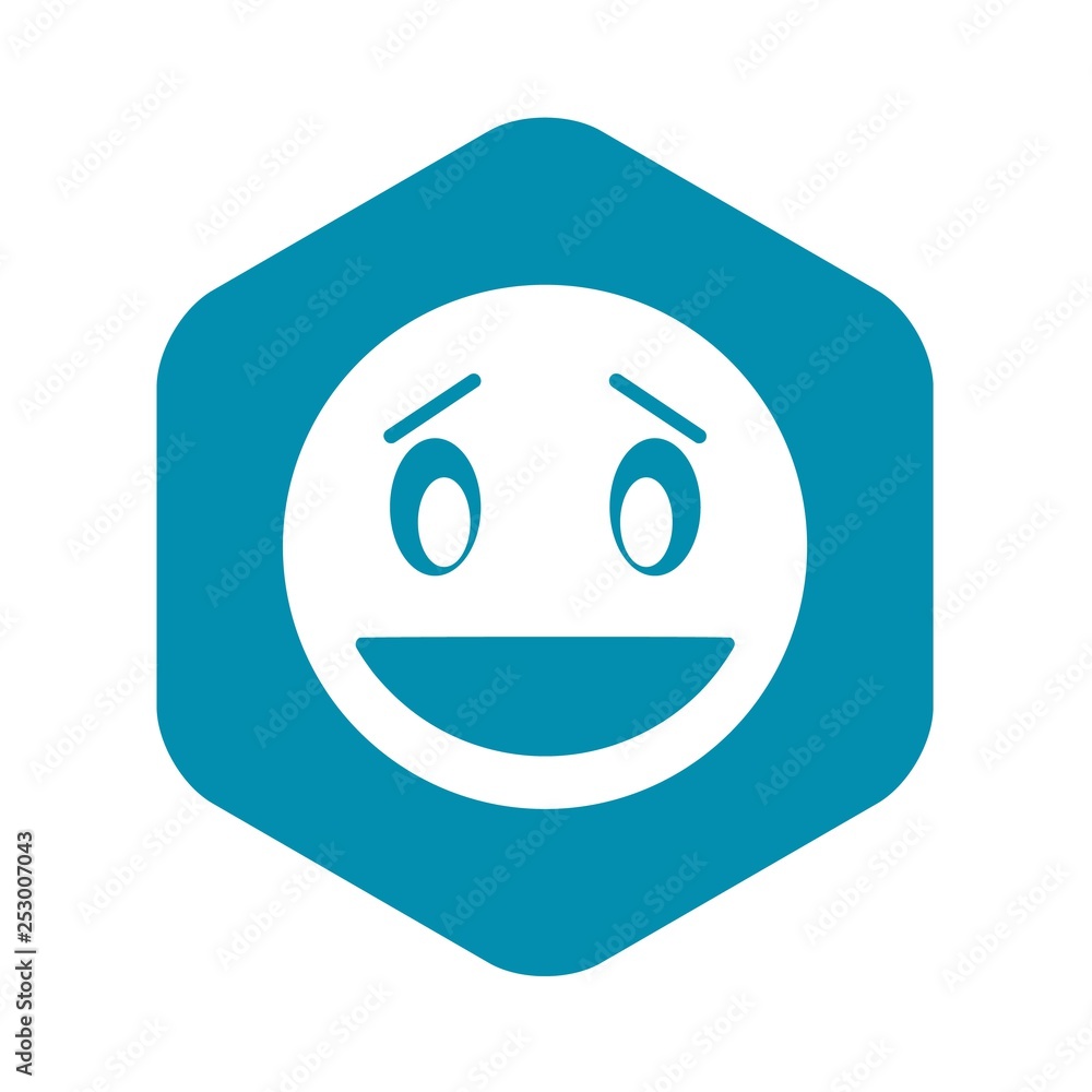 Poster confused emoticon with open mouth icon in simple style isolated on white background