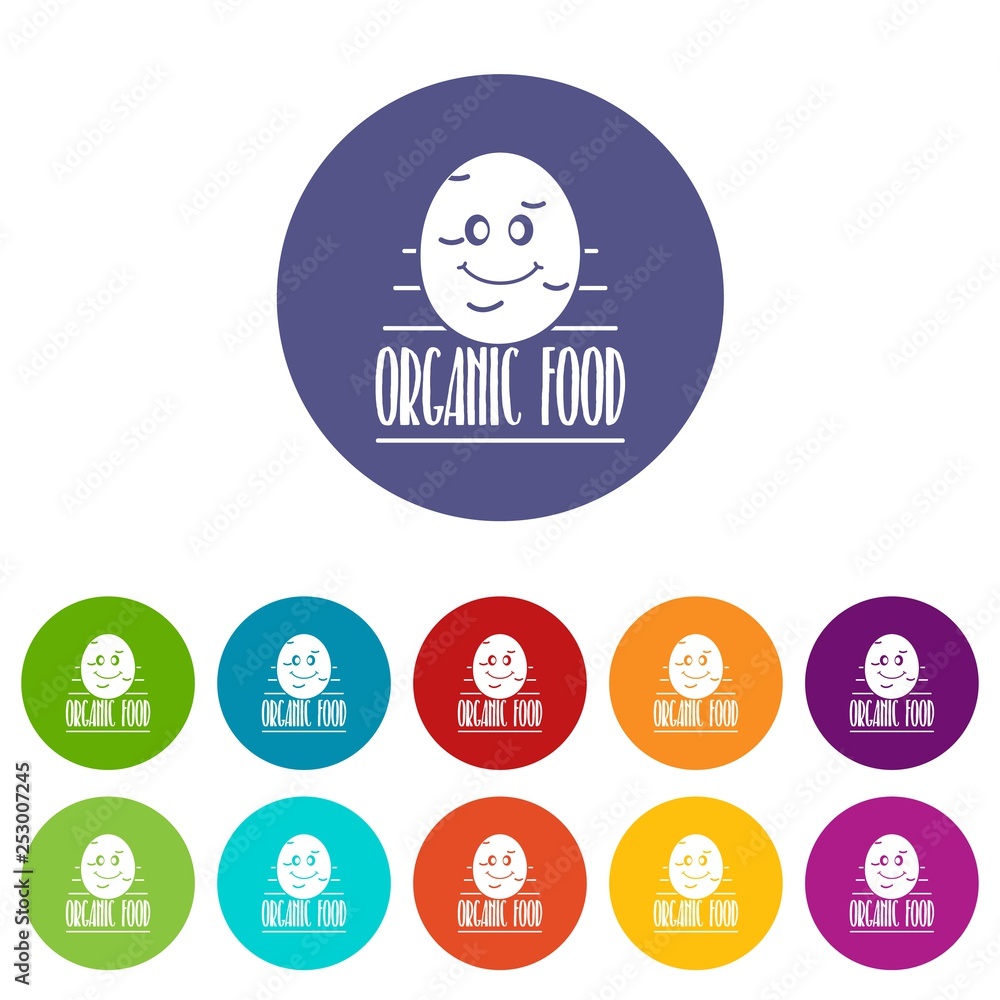 Poster potato icons color set vector for any web design on white background
