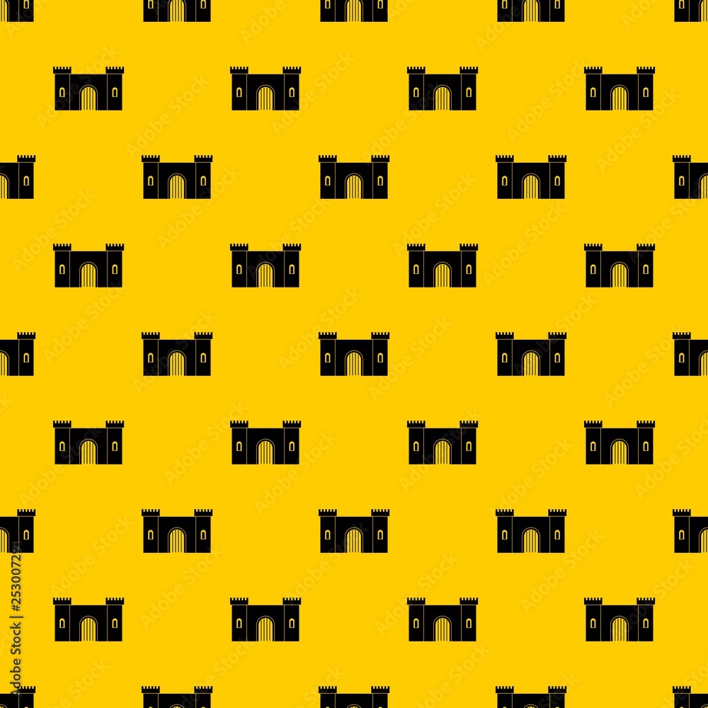 Poster fortress with gate pattern seamless vector repeat geometric yellow for any design