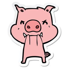 sticker of a angry cartoon pig