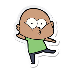 sticker of a cartoon bald man staring